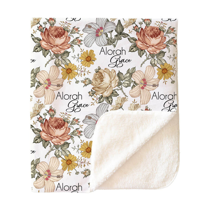 Peyton's Vintage Floral Personalized Toddler Blanket