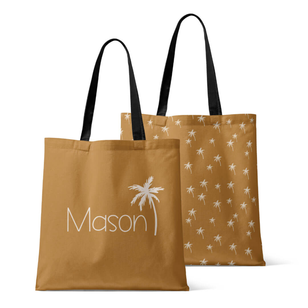 mustard palm personalized tote