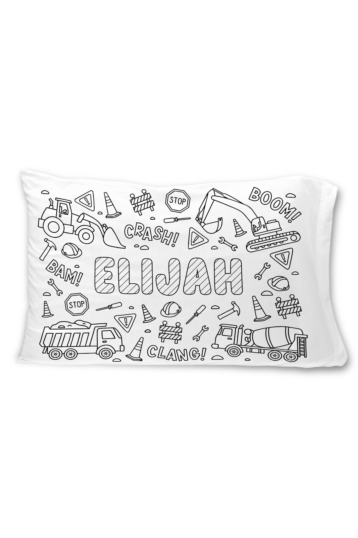 Colorable Personalized Pillowcase |  Construction Zone