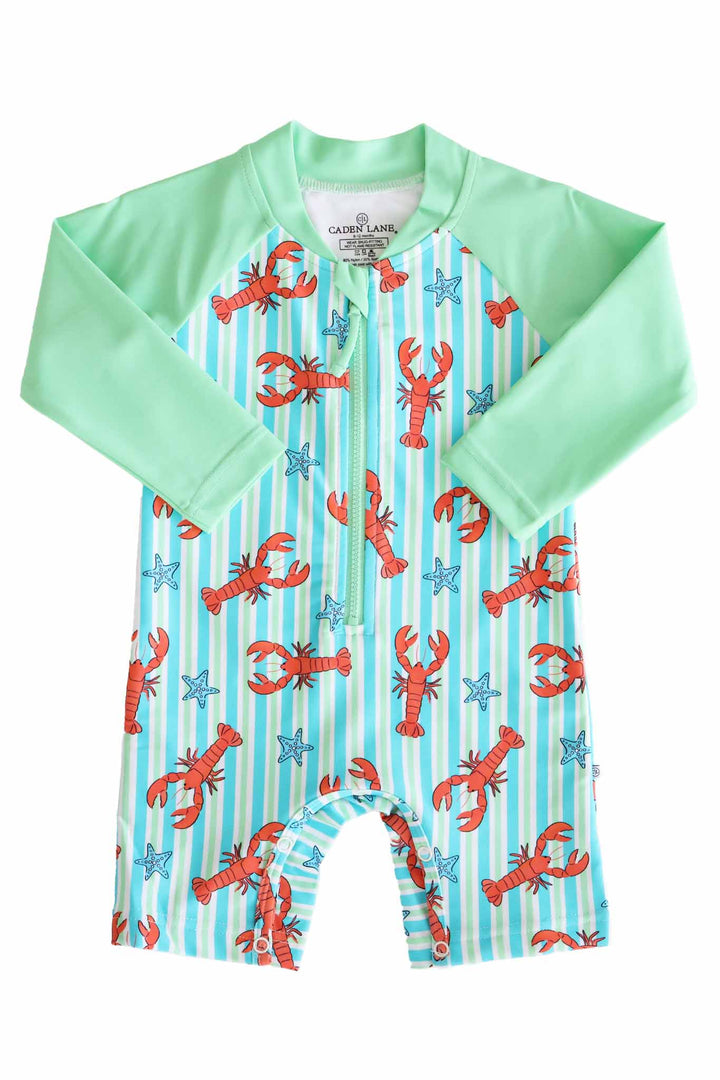 lobster long sleeve rash guard swim romper shortie for baby boys 