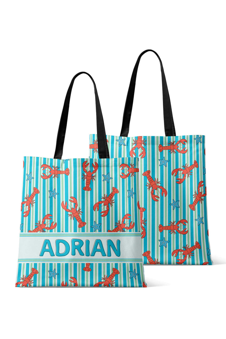 blue pinch me personalized tote bag for boys 