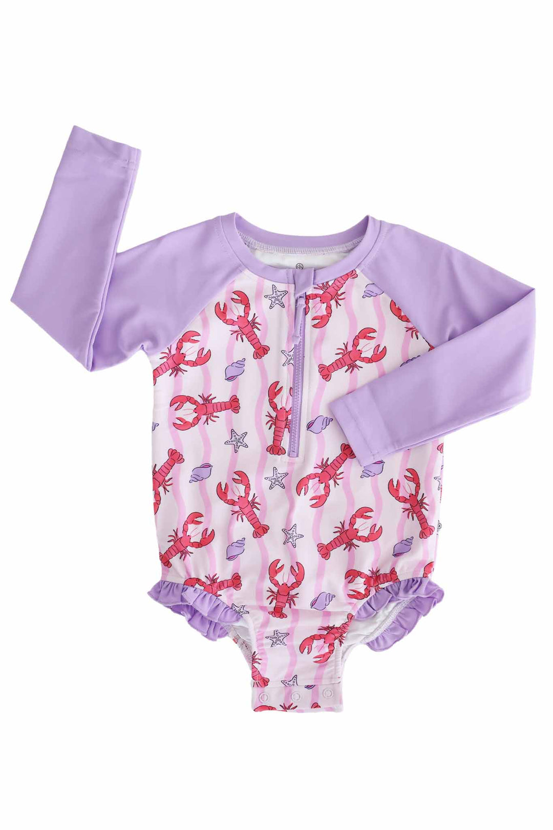 pinch me pink long sleeve rash guard with front zipper 