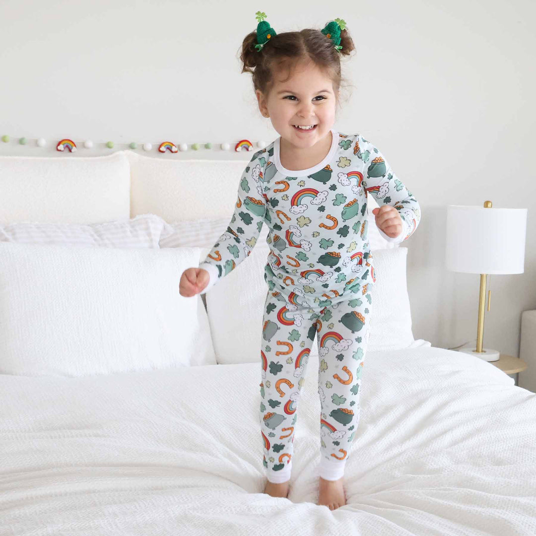 green st. patrick's day kids pajamas