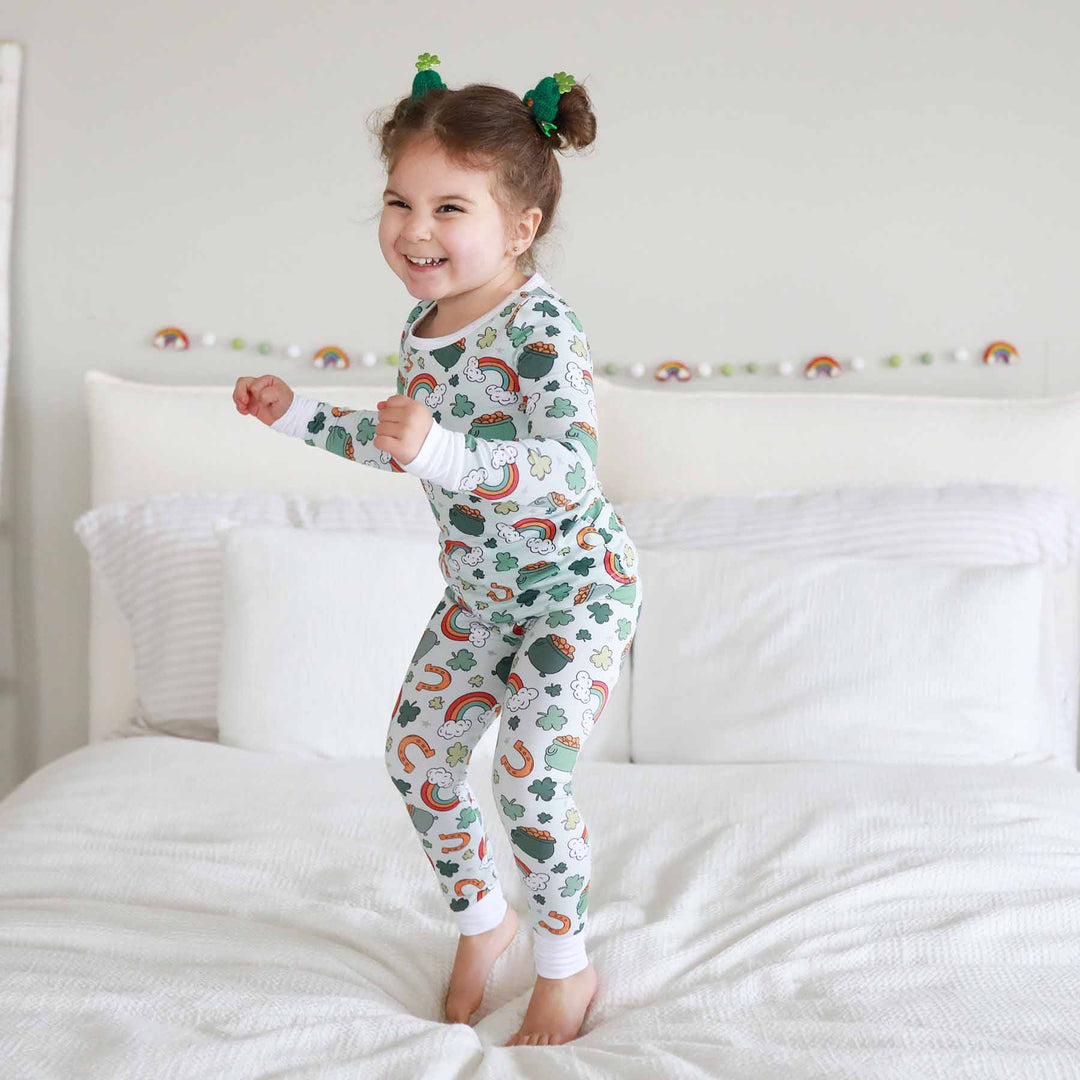 st. patrick's day kids two piece pajama set 