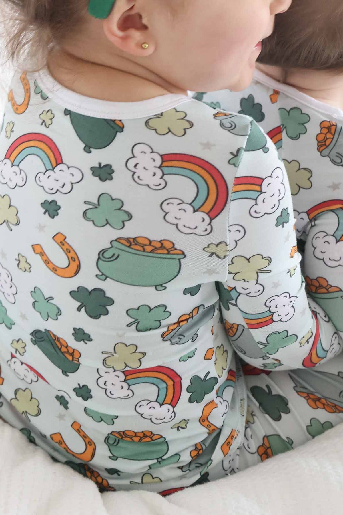 st. patrick's day two piece pajama set for kids 