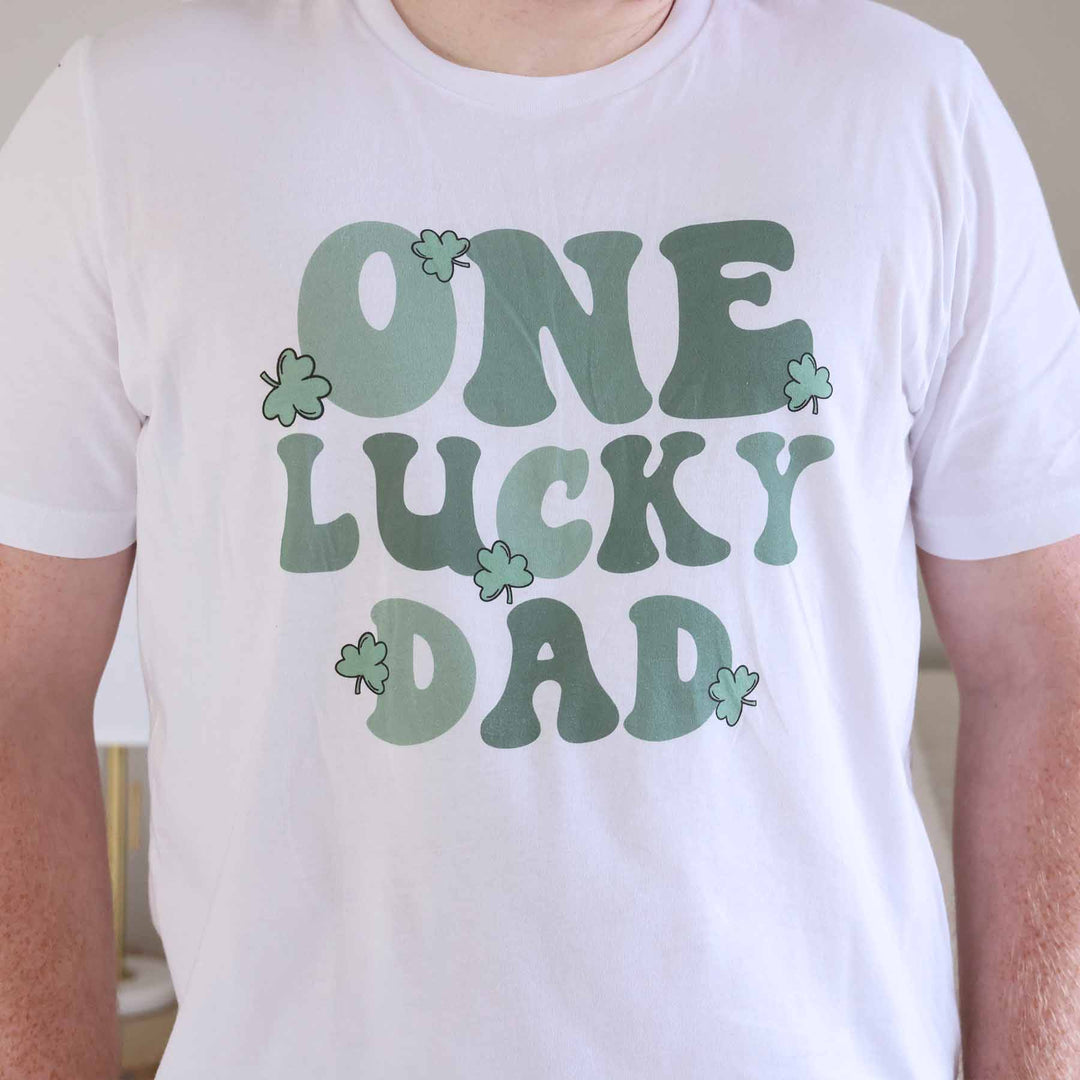 one lucky dad graphic tee for men 