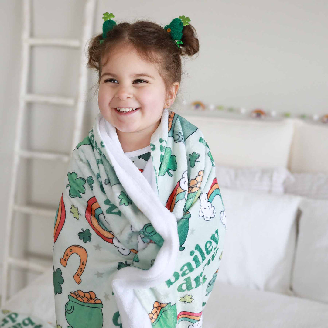 personalized st. patrick's day blanket for kids 