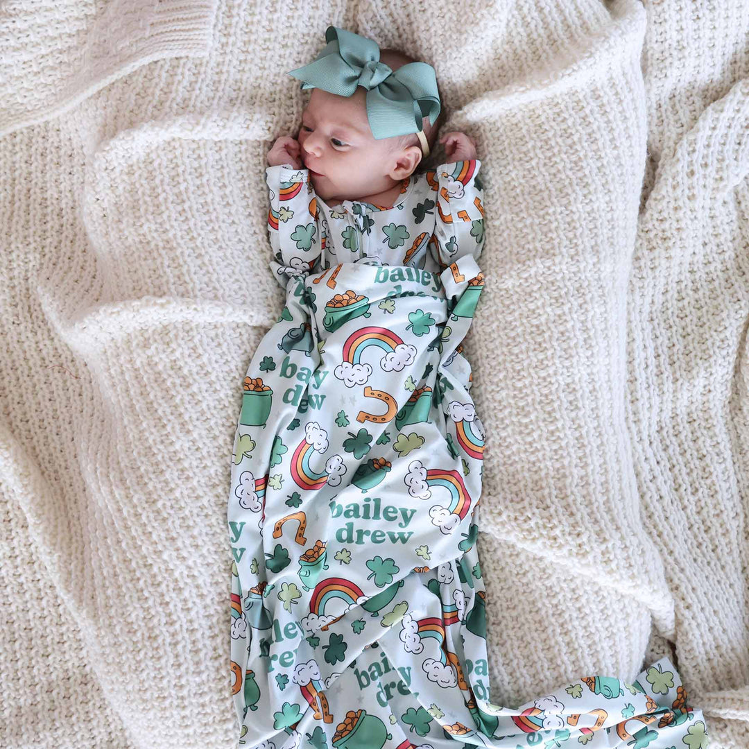 st. patrick's day personalized swaddle for babies 