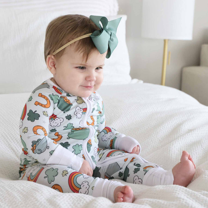 st. patty's day zip romper pajama for toddlers