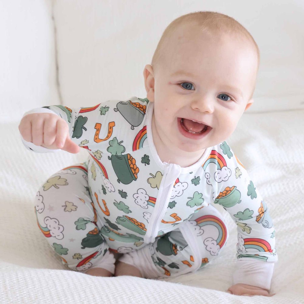 pinch proof toddler romper pajama st. patricks' day