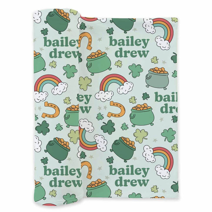 st. patrick's day personalized swaddle blanket for babies 