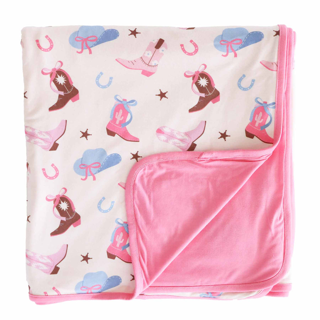 pink cowgirl boot bamboo blanket 