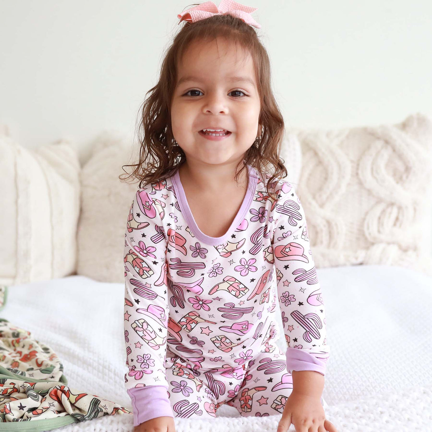 pink and purple cowgirl two piece pajama set 