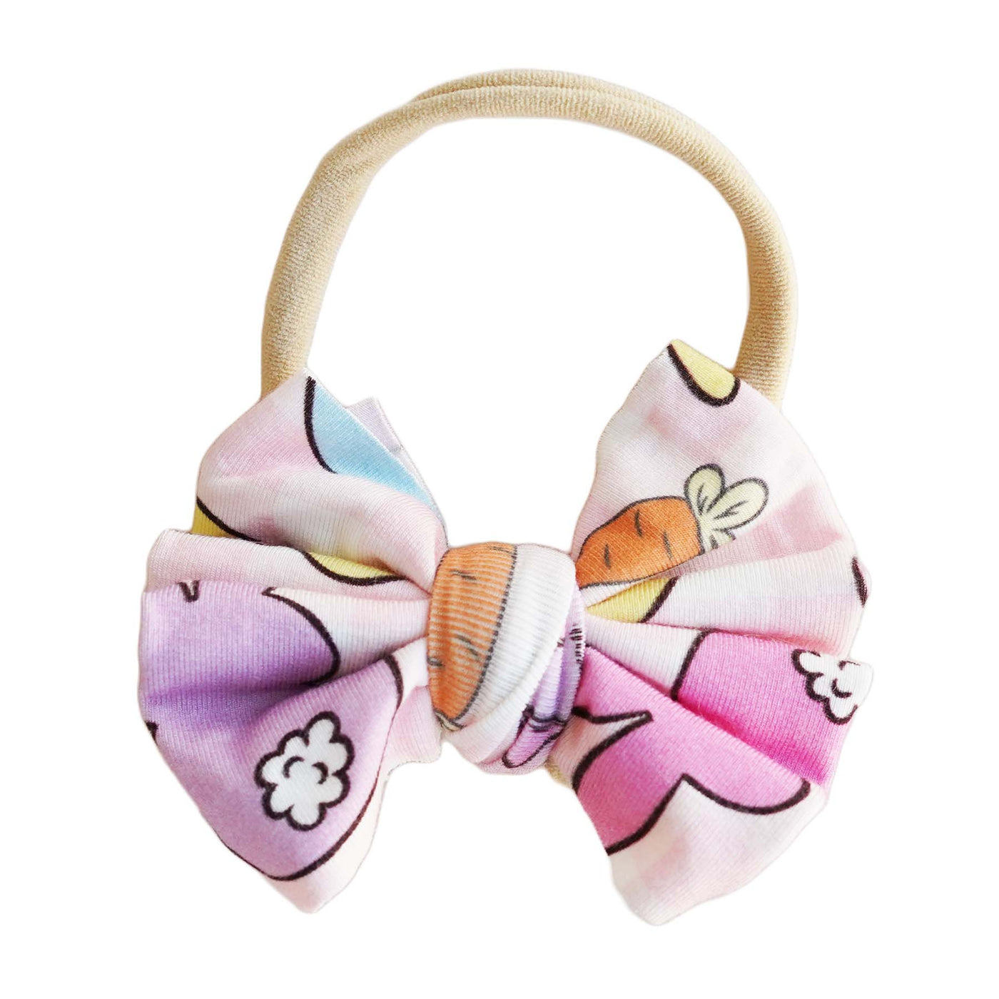 pink bunny knit bow headband for newborns 