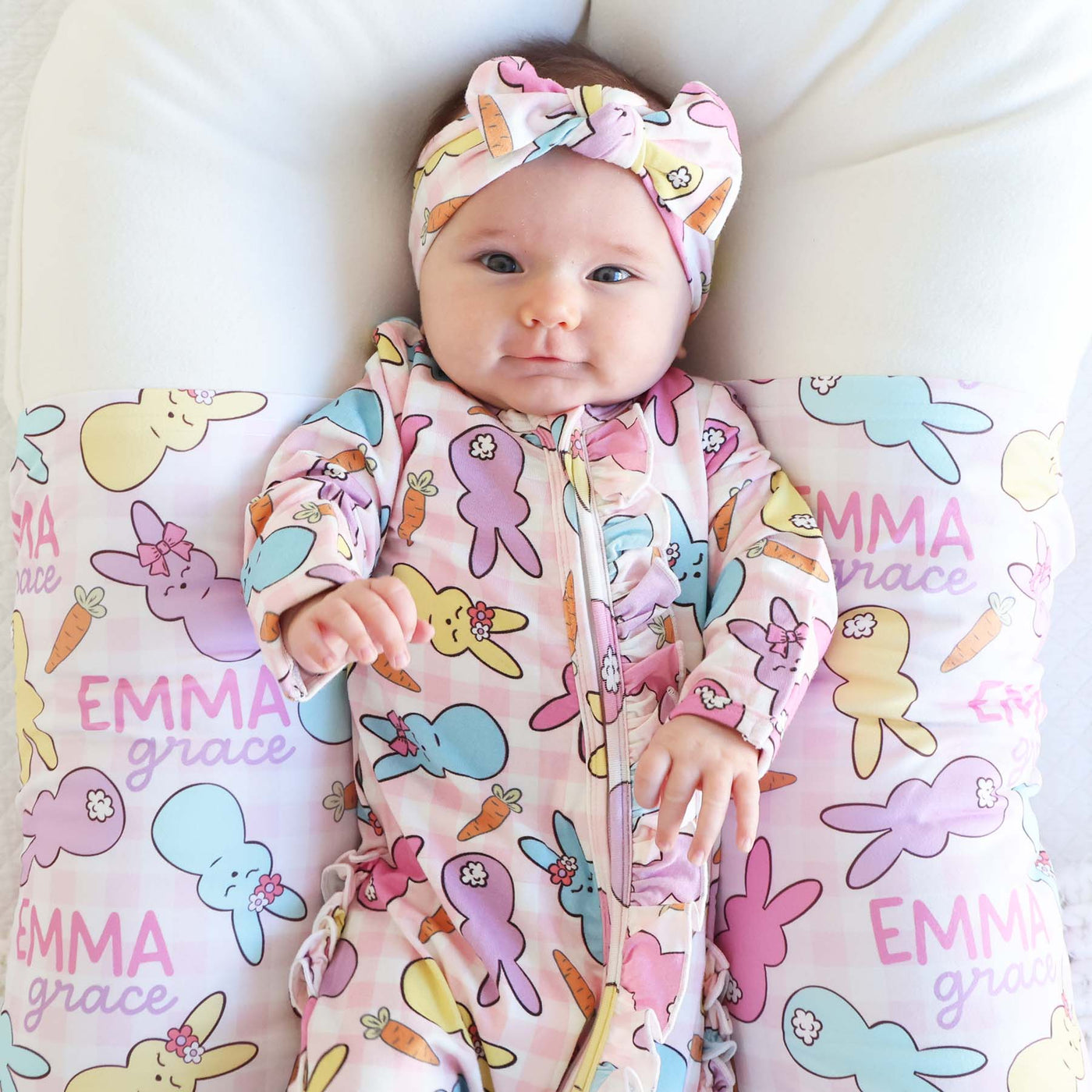 Snuggle Bunny Personalized Swaddle Blanket | Pink