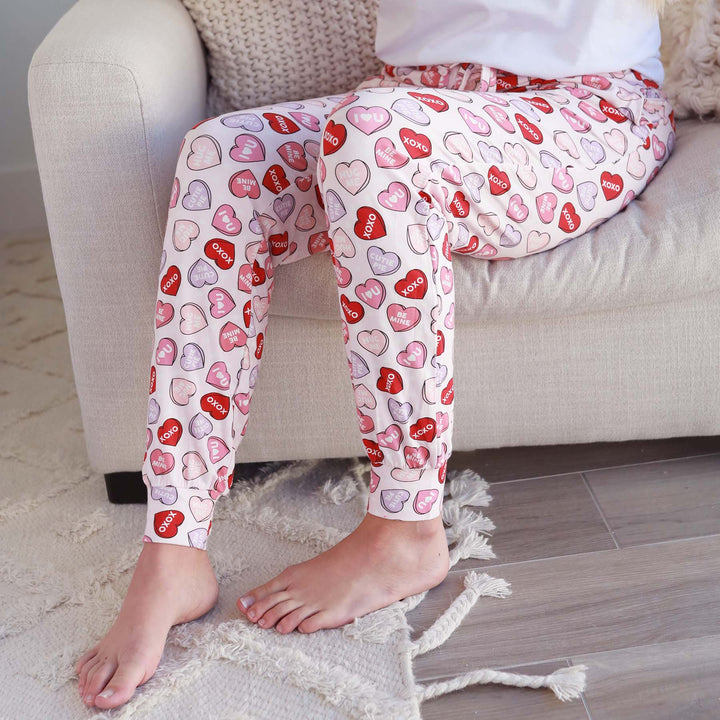 pink candy crush pajama joggers for adults