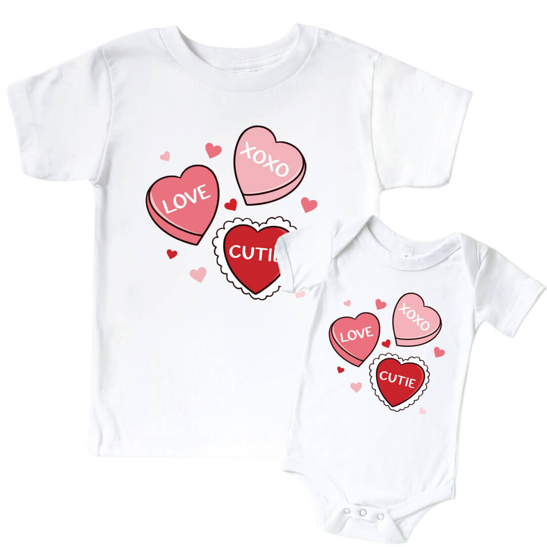Sweet Like Candy Pink Graphic Bodysuit & Kids Tee | White