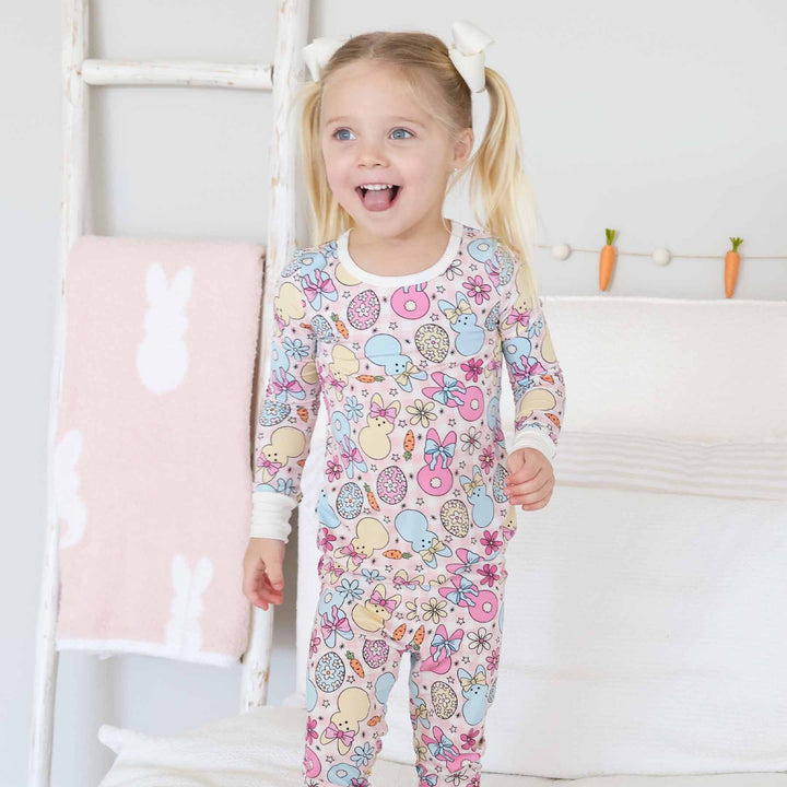 pink cottontail cuties easter pajama sets for kids 