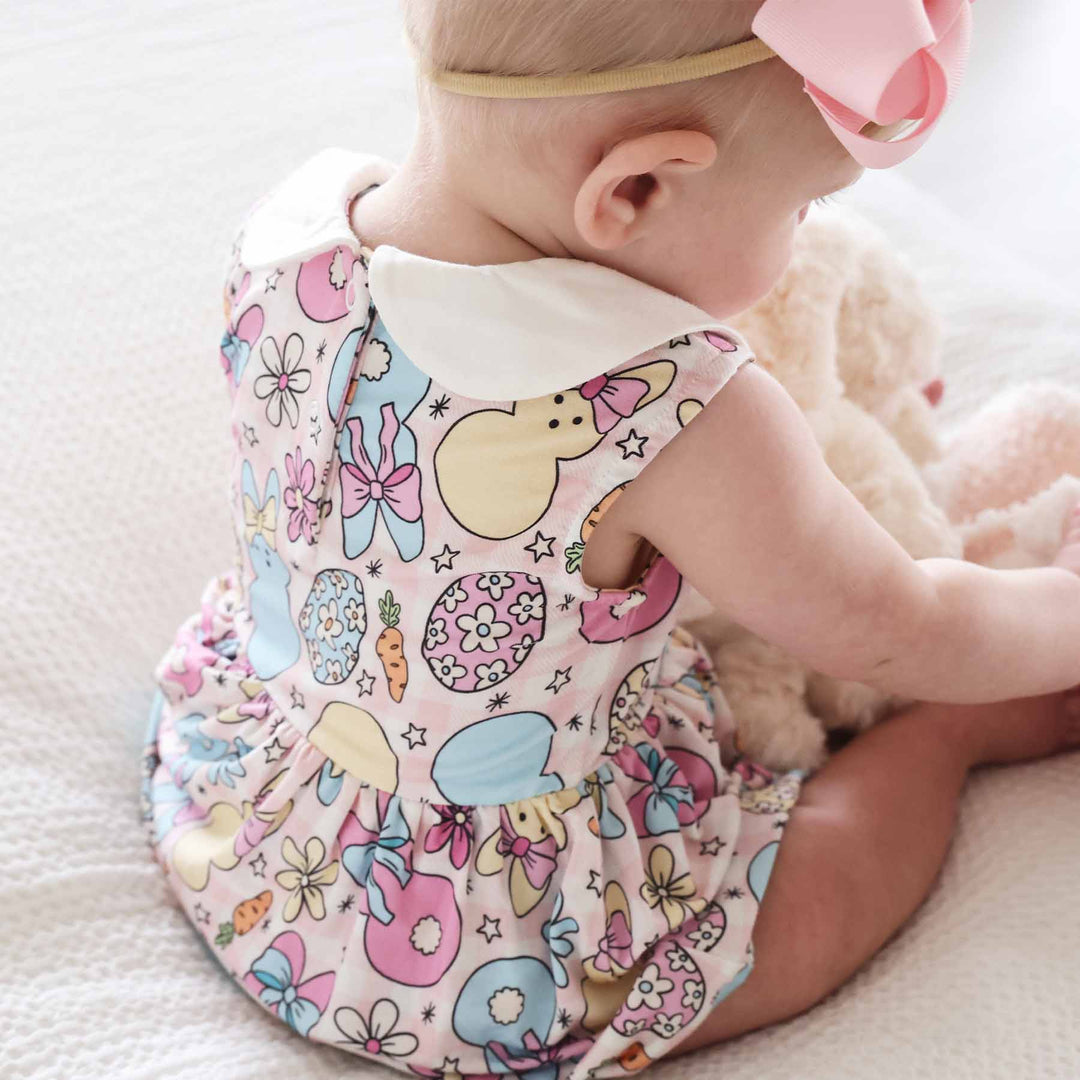 peter pan collar easter dress romper for girls pink 