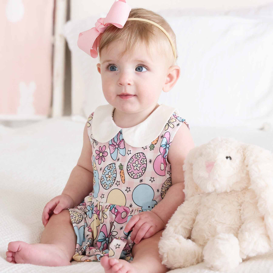 cottontail cuties collared easter romper for girls