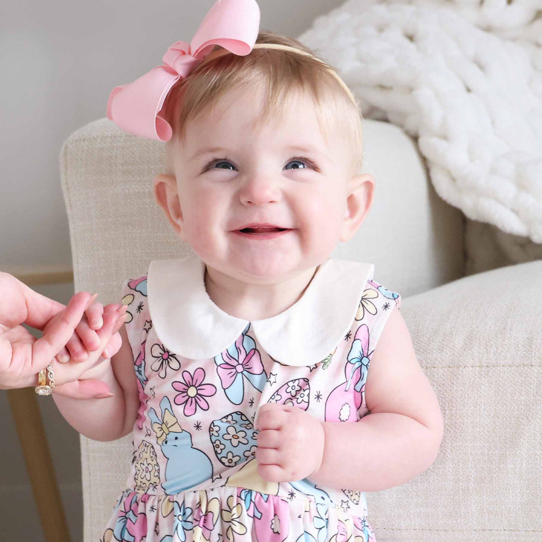 cottontail cuties pink sleeveless dress romper for girls 