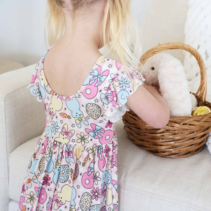 pink cottontail cuties short sleeve twirl dress easter 