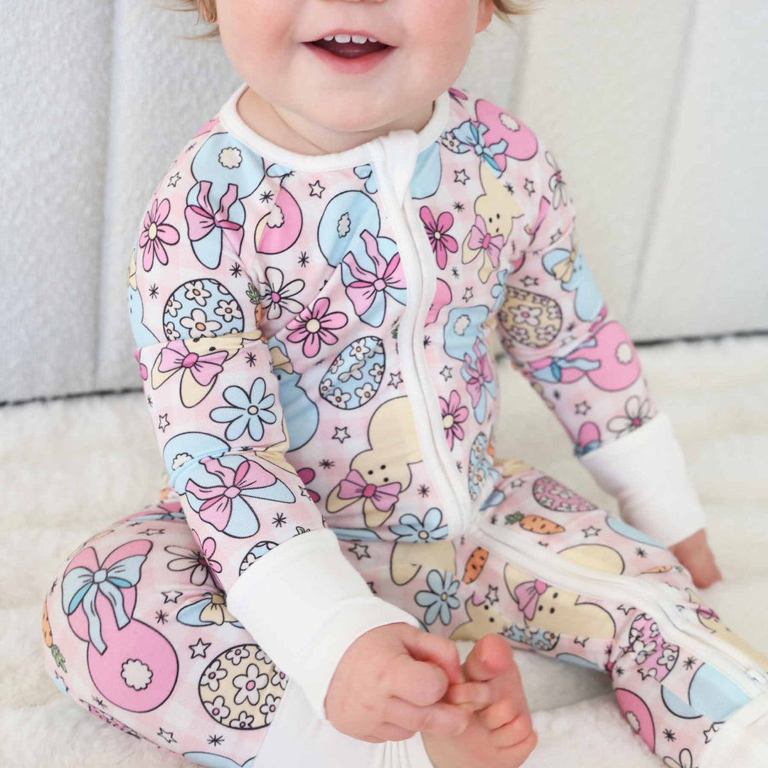 girl easter pajama romper bamboo viscose