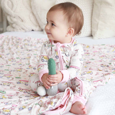 pink preppy golf pajama romper for babies 