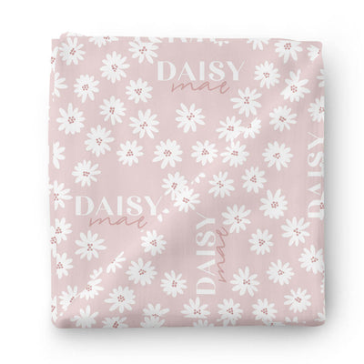 personalized swaddle blanket pink daisy 