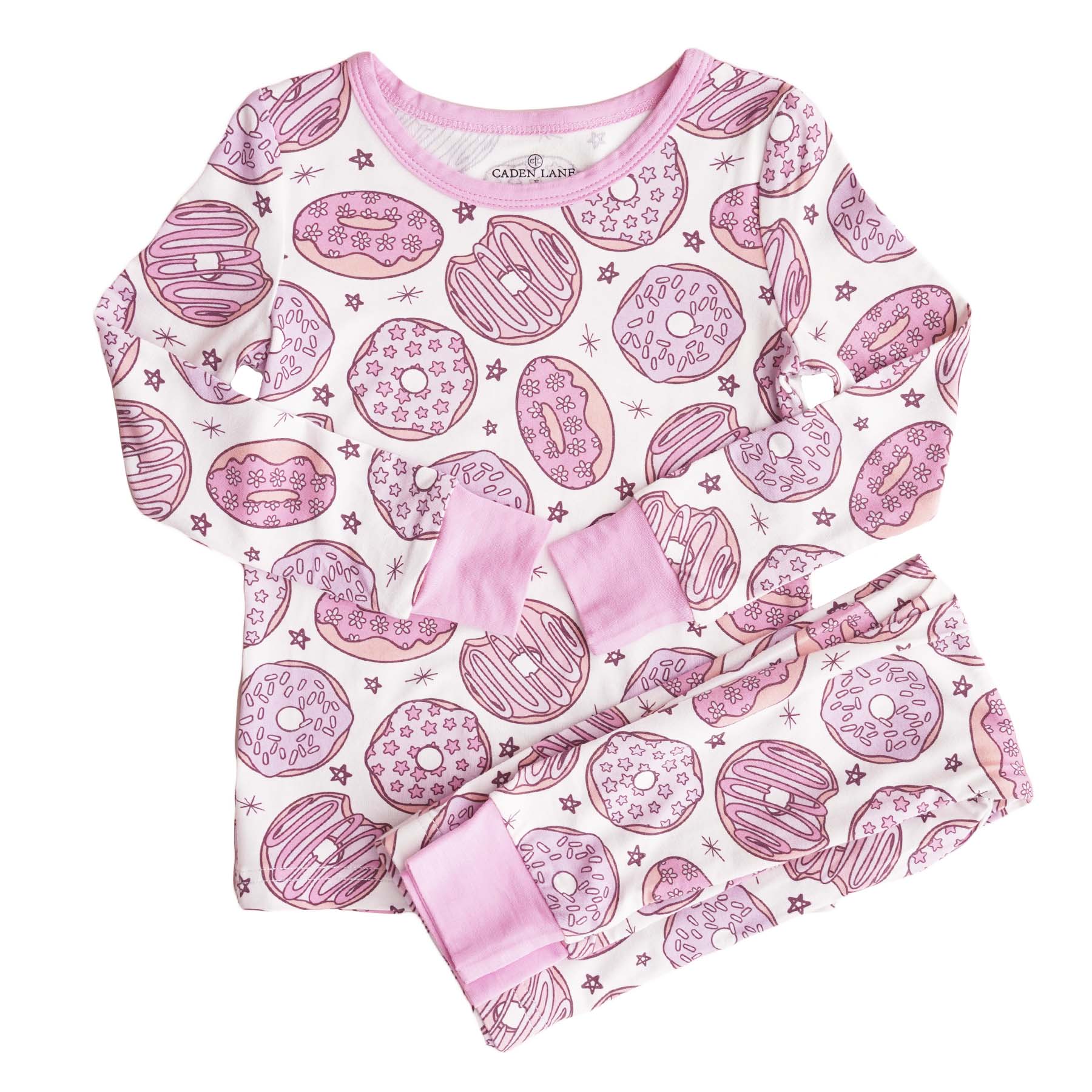 Donut Shop Two Piece Bamboo Pajamas in Pink | Caden Lane