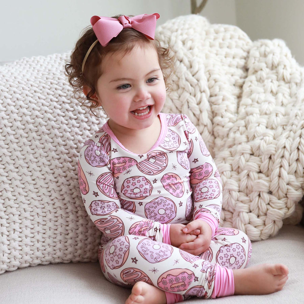 donut shop two piece pajama set pink 