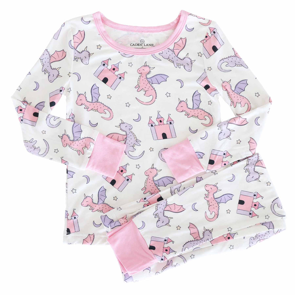 pink dragon adventure two piece pajama set for girls 