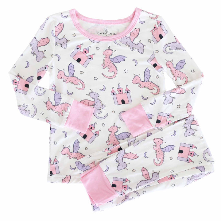 pink dragon adventure two piece pajama set for girls 