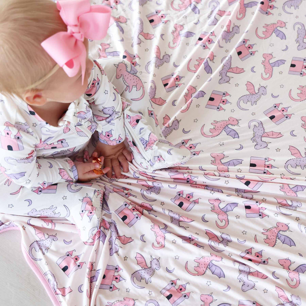 fairytale themed pink and purple bamboo blanket for girls 