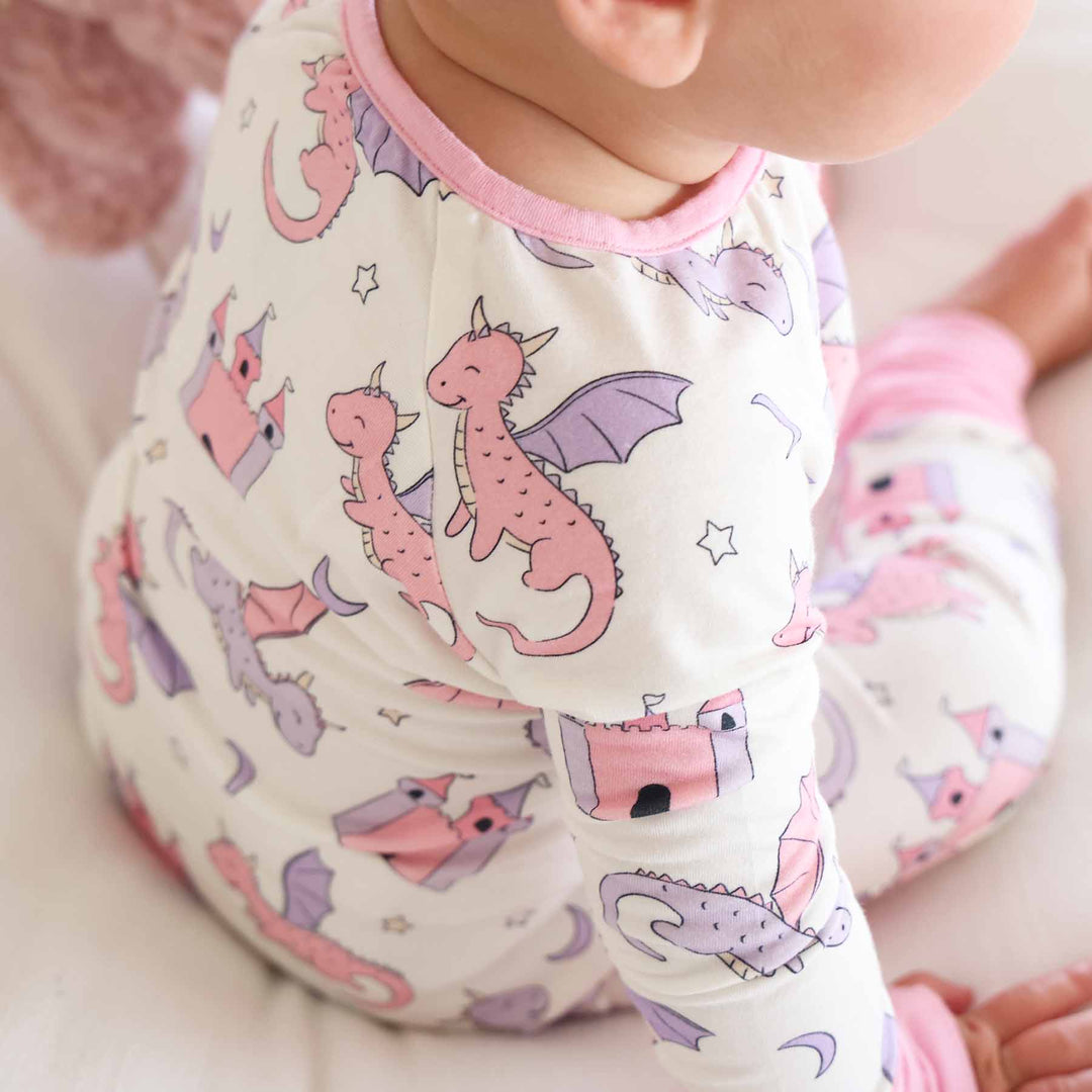 dragon, castle and star convertible zip romper for girls 