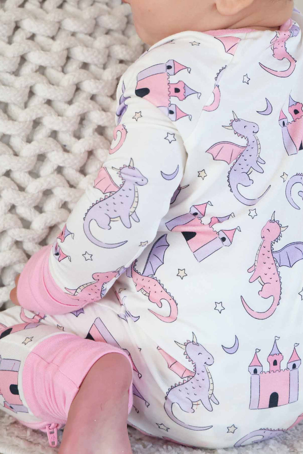 pink dragon adventure zip romper pajama 