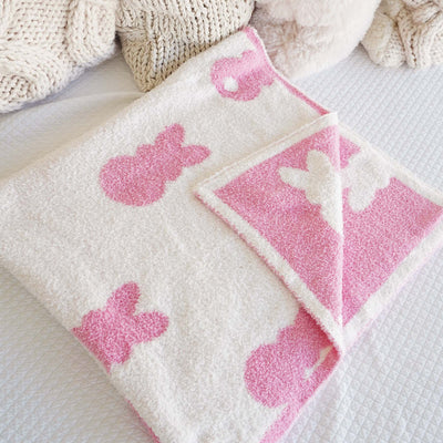luxe cloud blanket pink bunnies 