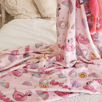 personalized kids blanket pink floatie themed
