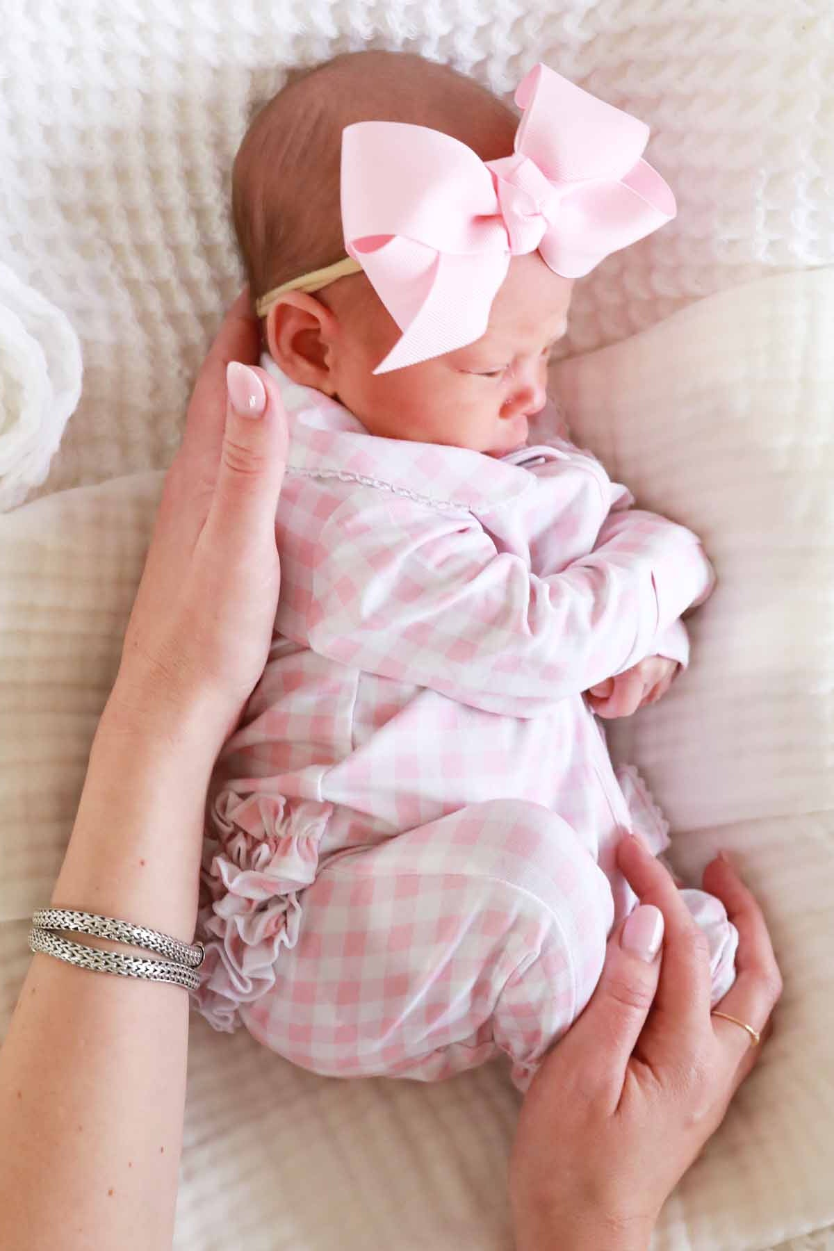 Peter Pan Collar Ruffle Zipper Footie | Rosy Gingham