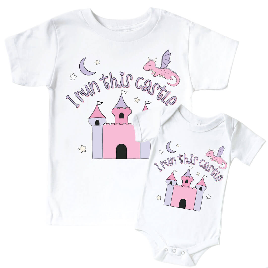 i run this castle graphic tee and bodysuit sets for girls 