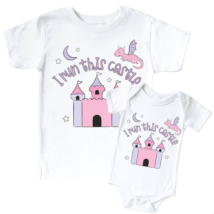 i run this castle graphic tee and bodysuit sets for girls 