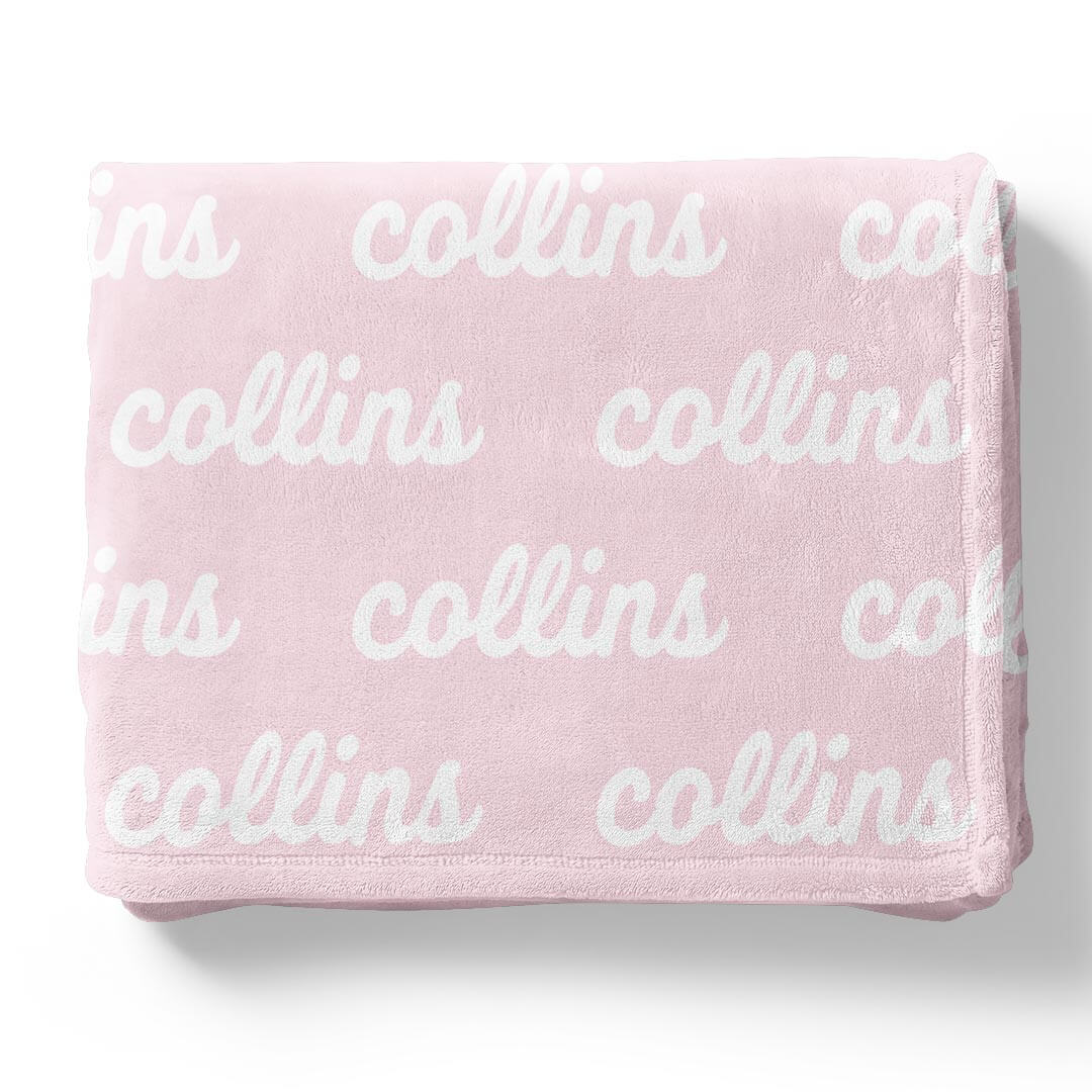 marshmallow light pink personalized name blanket for kids 