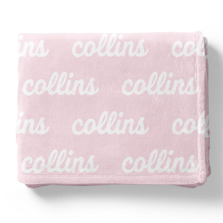 marshmallow light pink personalized name blanket for kids 