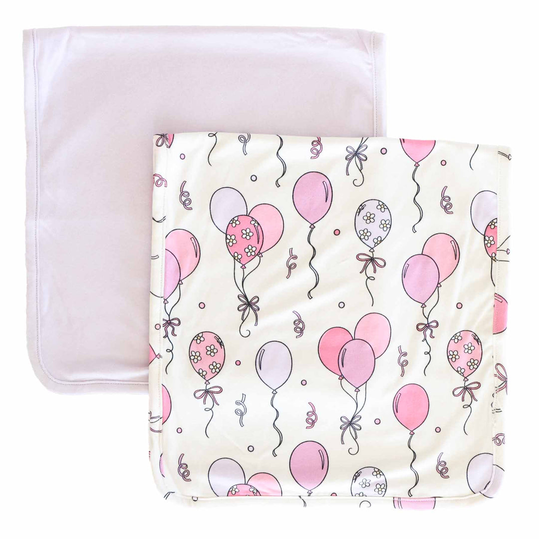 pink balloon two piece burp cloth set for girls 