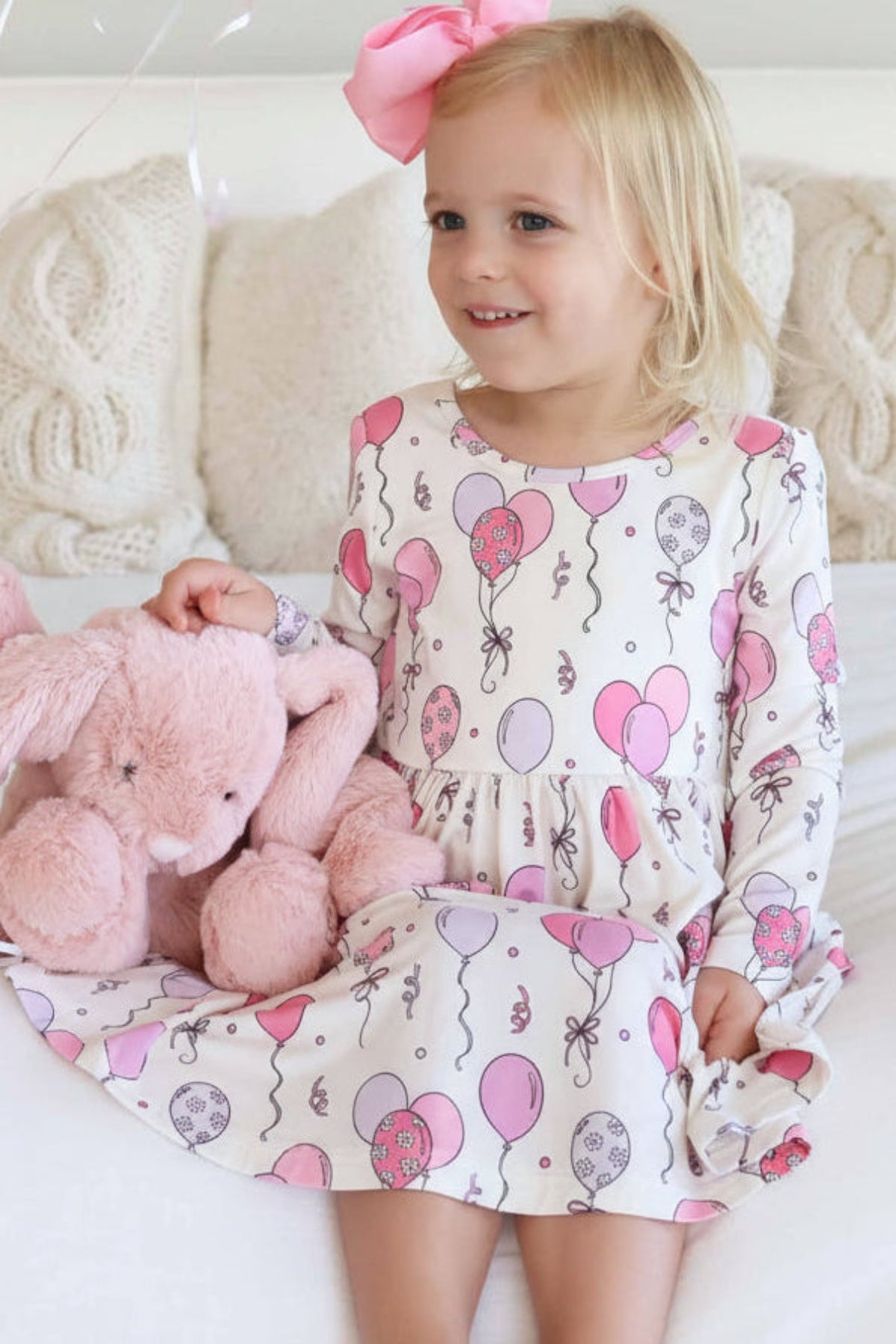 Girls' Long Sleeve Twirl Dress | Party Time Pink