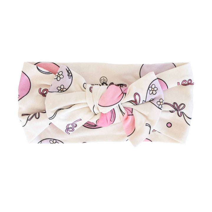 pink party time bow headwrap