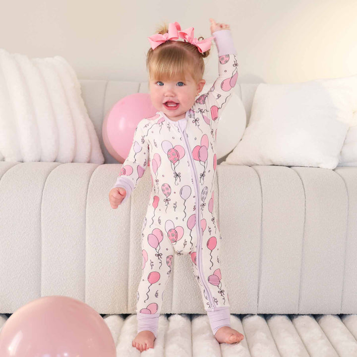 party convertible zip romper pajama for baby and toddler girls 