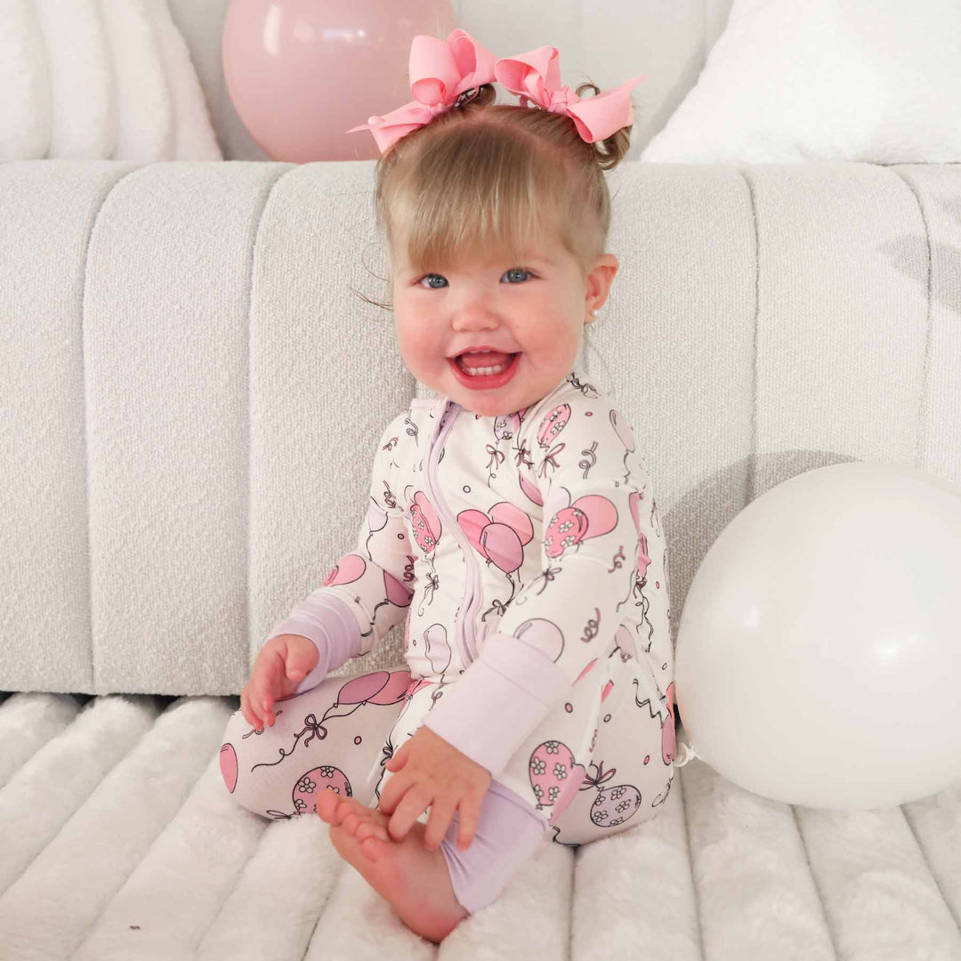 girly birthday party pajama romper for babies