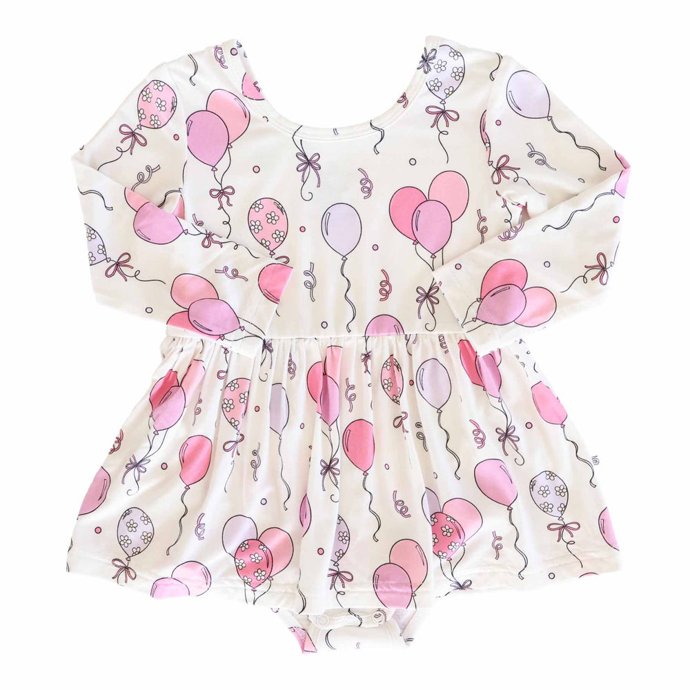 pink party time long sleeve skirt bodysuit for girls 