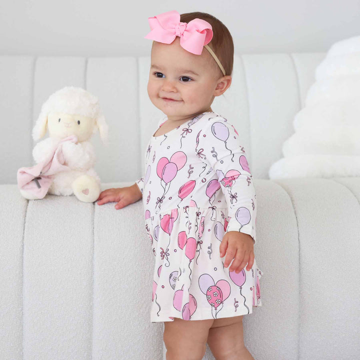 pink party time baby bodysuit with skirt 